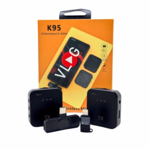 K95 3 in 1 Wireless Dual Microphone With Noise Reduction for Vlogging Compatible With Mobiles